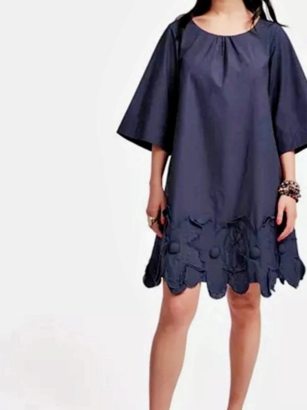 Frances Valentine Zennia Flower Hem Dress Mini Blue XS